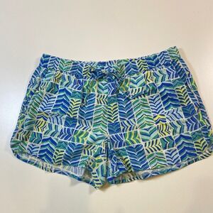 Vineyard Vines Womens Small Linen Cotton Blue Green Geometric Print Shorts S 068